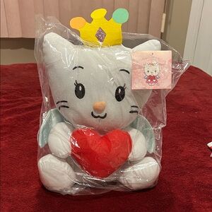 Plush Cat Toy with Heart and Crown